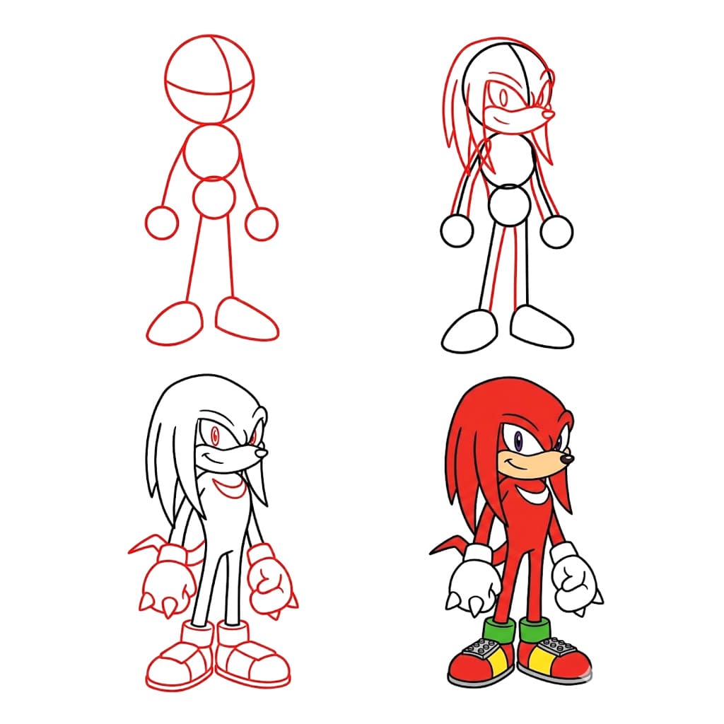 Knuckles character Drawing Ideas