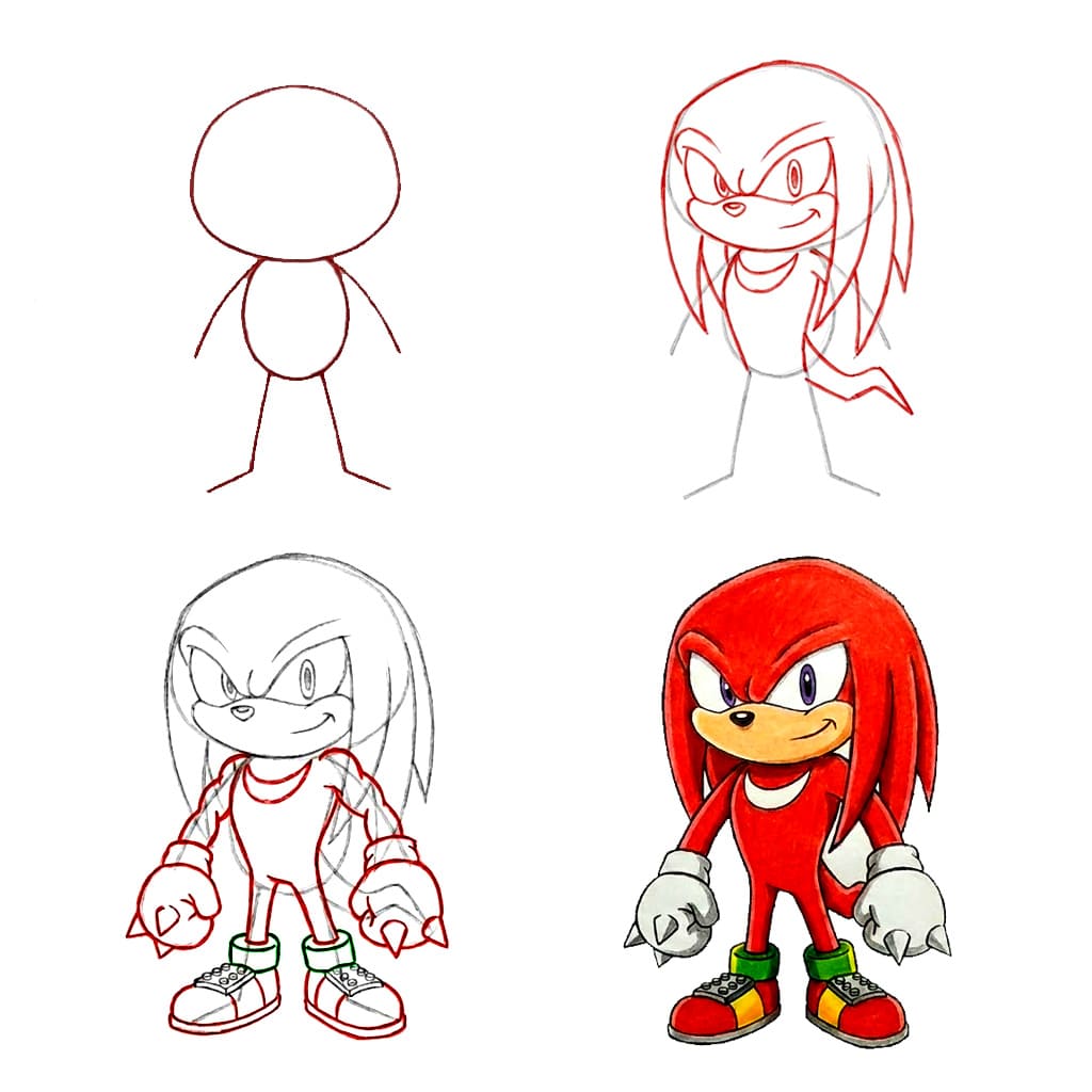 Knuckles from Sonic the Hedgehog Drawing Ideas