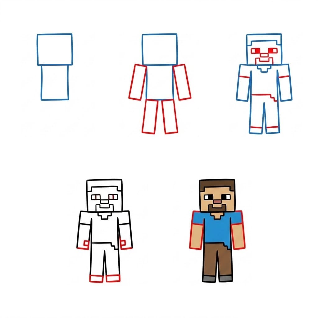 Man in Minecraft Drawing Ideas