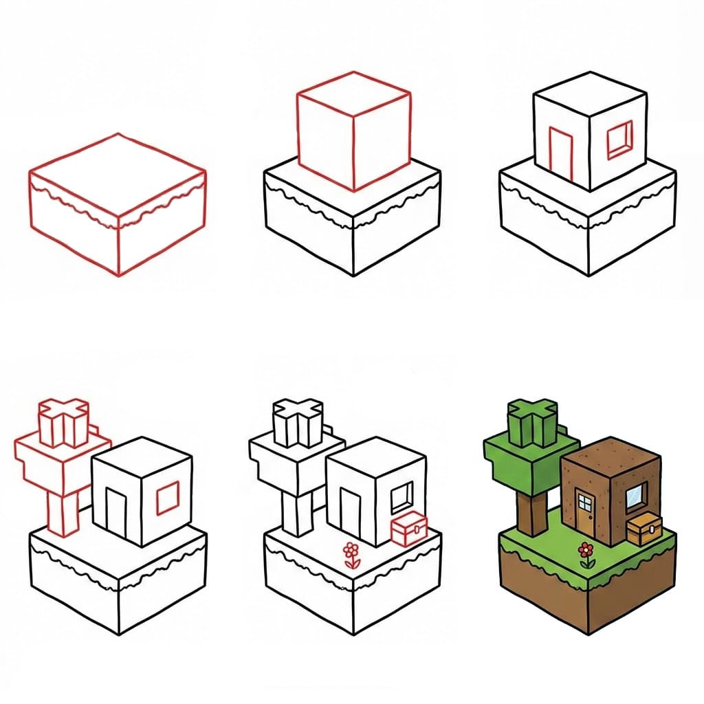 Minecraft Landscape Drawing Ideas