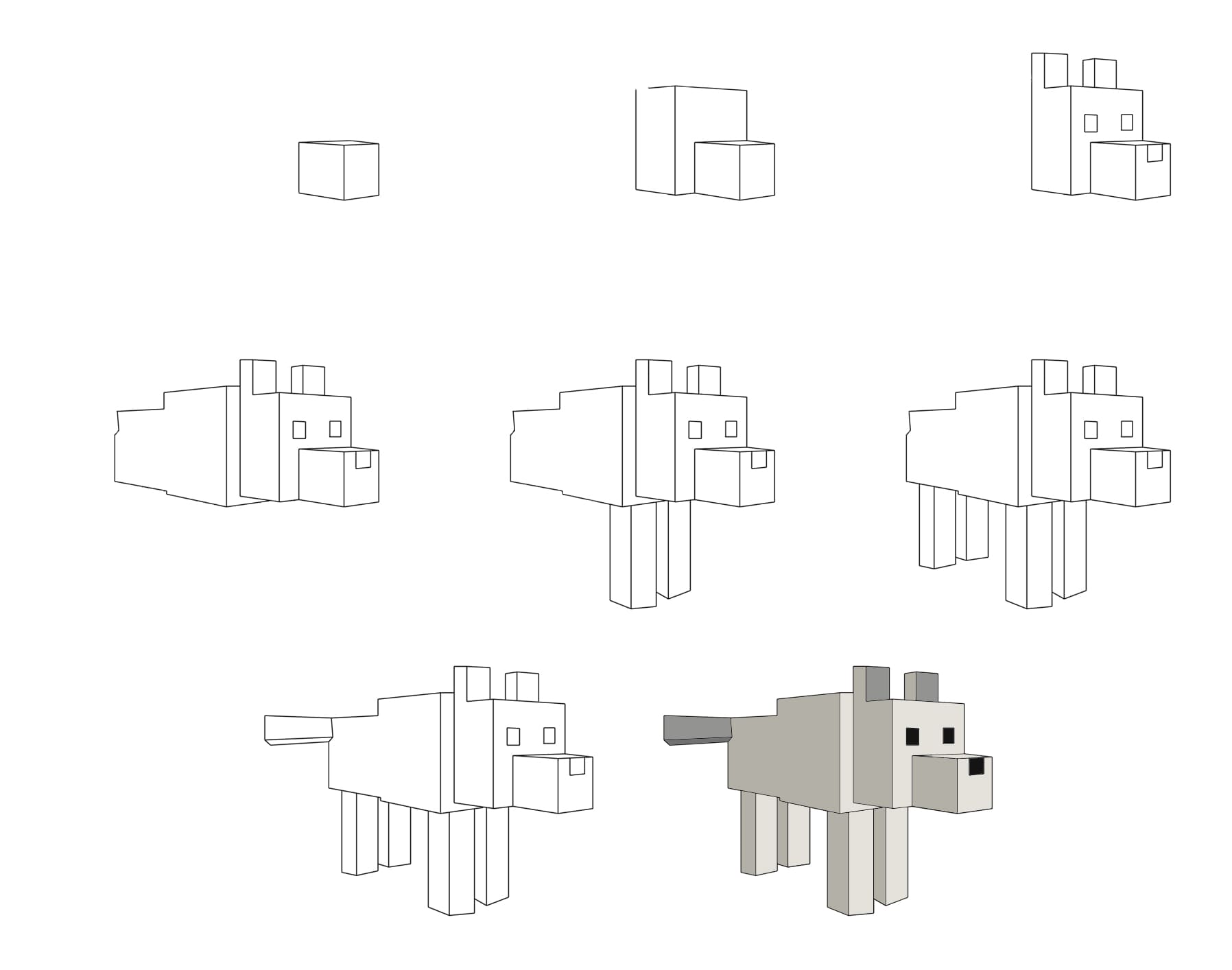 Minecraft Wolf Drawing Ideas
