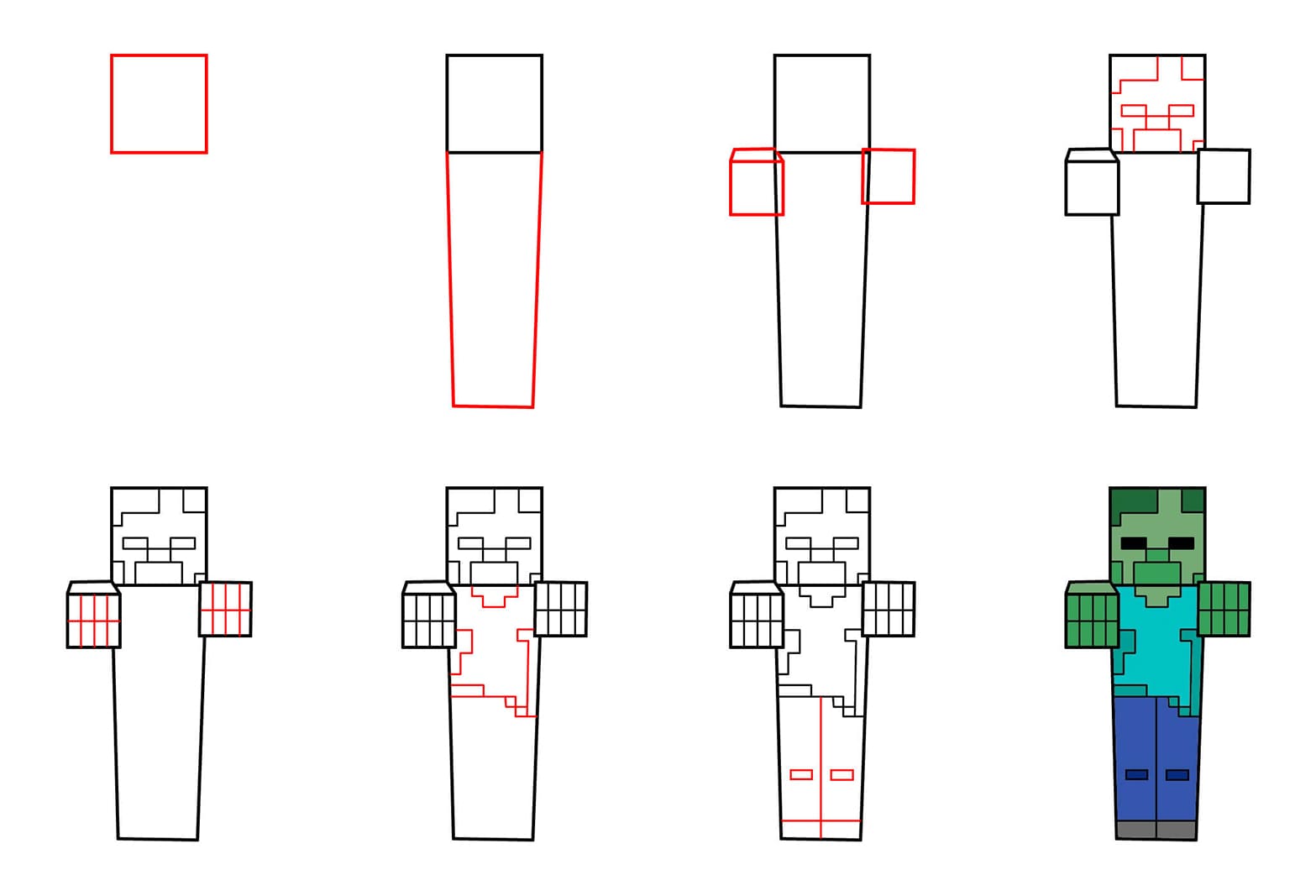Minecraft Zoombie Drawing Ideas