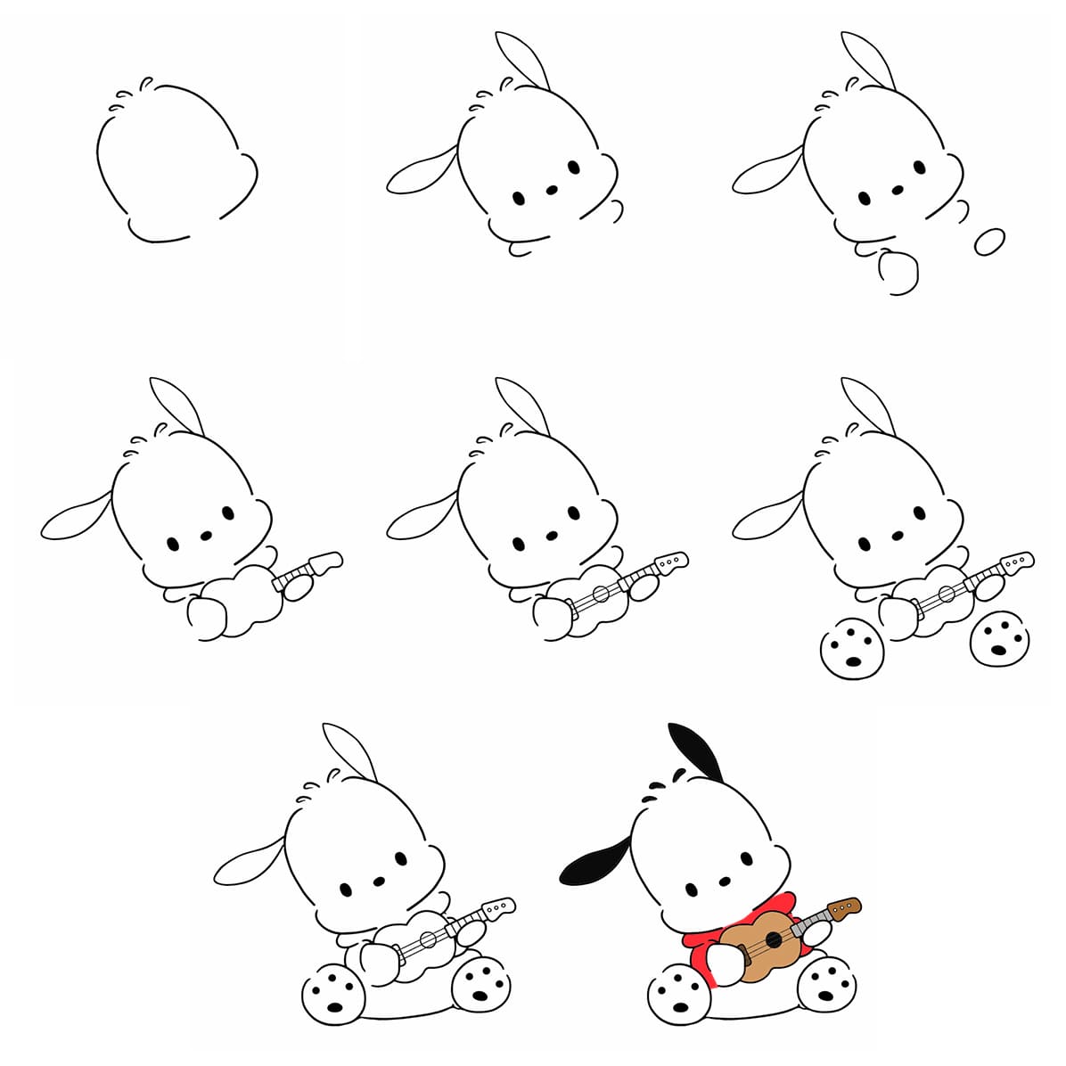 Pochacco playing guitar Drawing Ideas