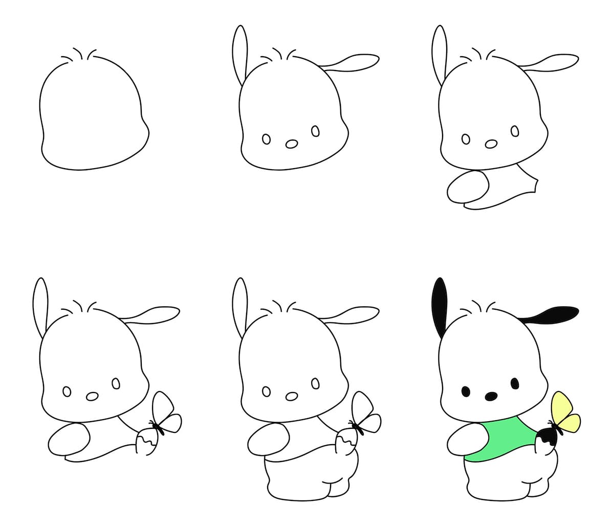 Pochacco with a butterfly Drawing Ideas