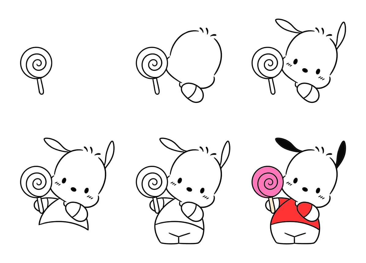 Pochacco with a lollipop Drawing Ideas