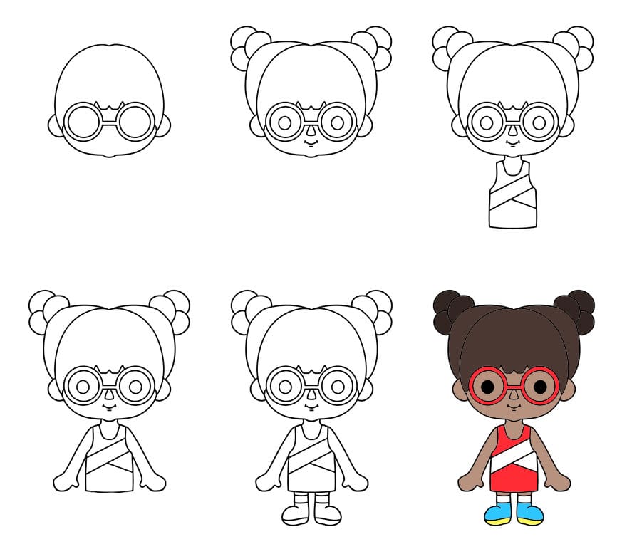 Toca Boca girl wearing glasses Drawing Ideas