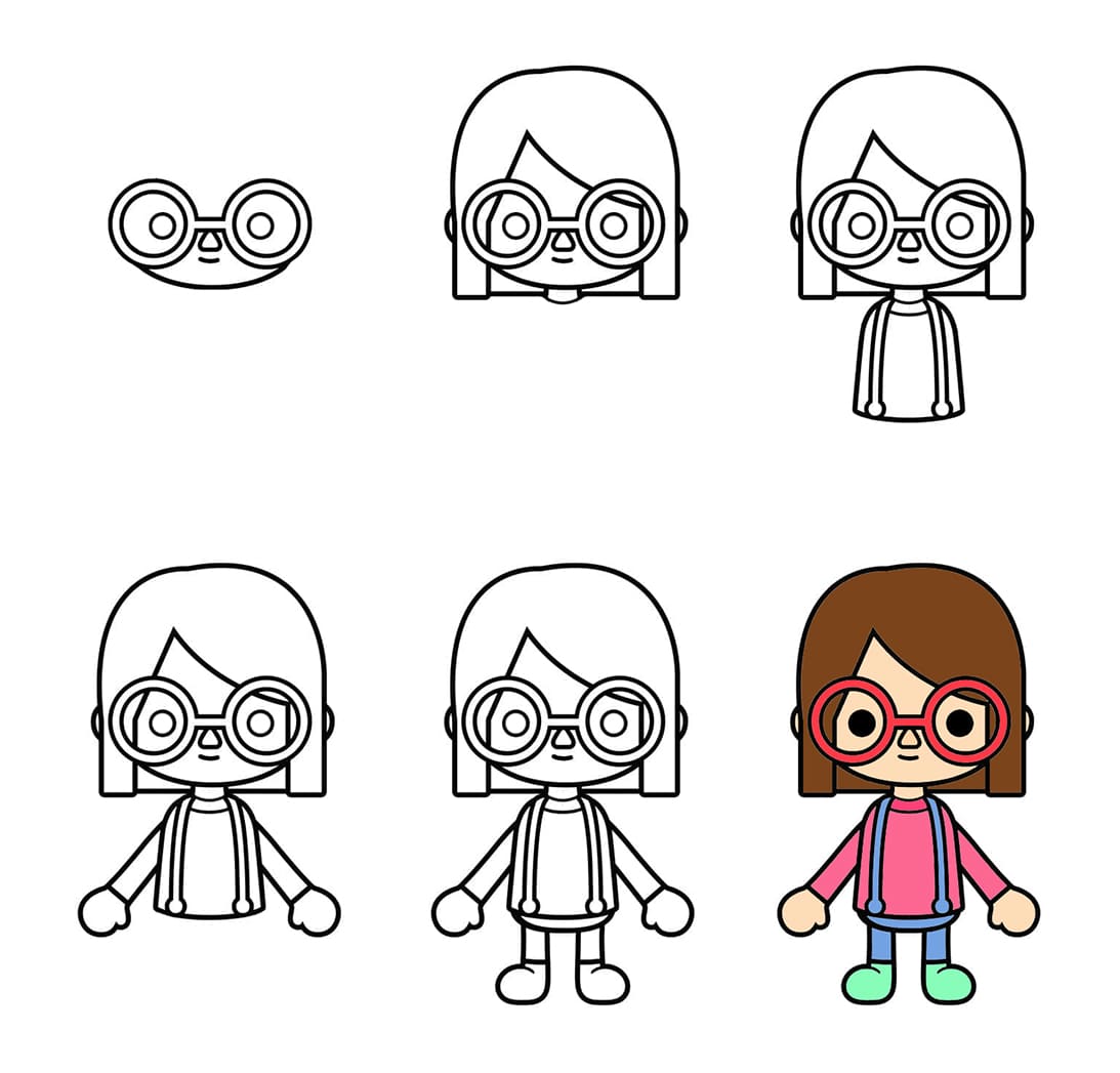 Toca Boca girl with glasses Drawing Ideas