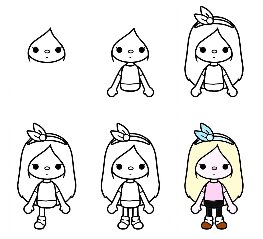 Toca Boca girl with headband Drawing Ideas