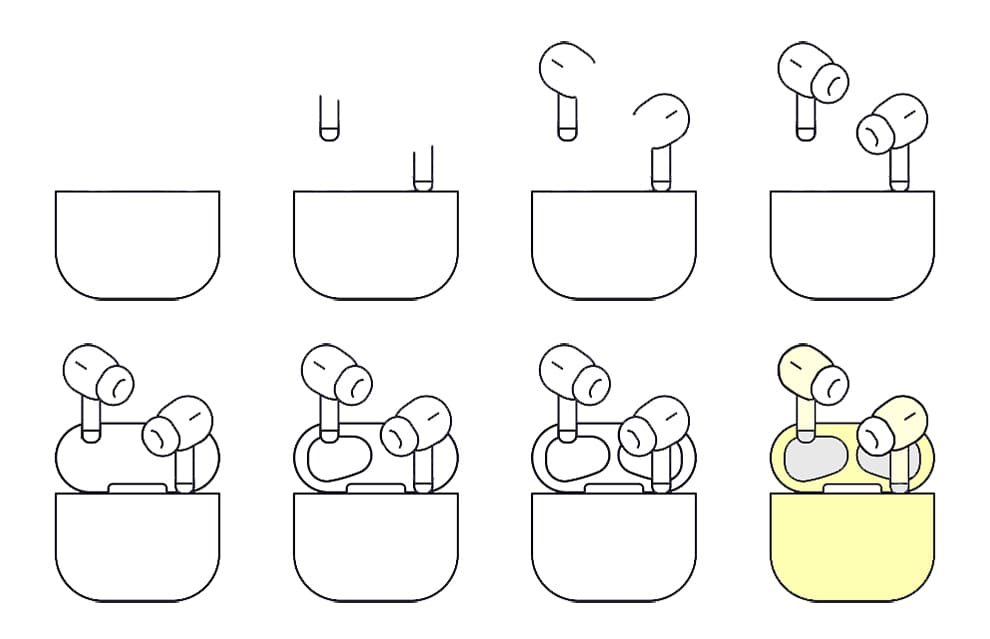 Yellow Airpods Drawing Ideas