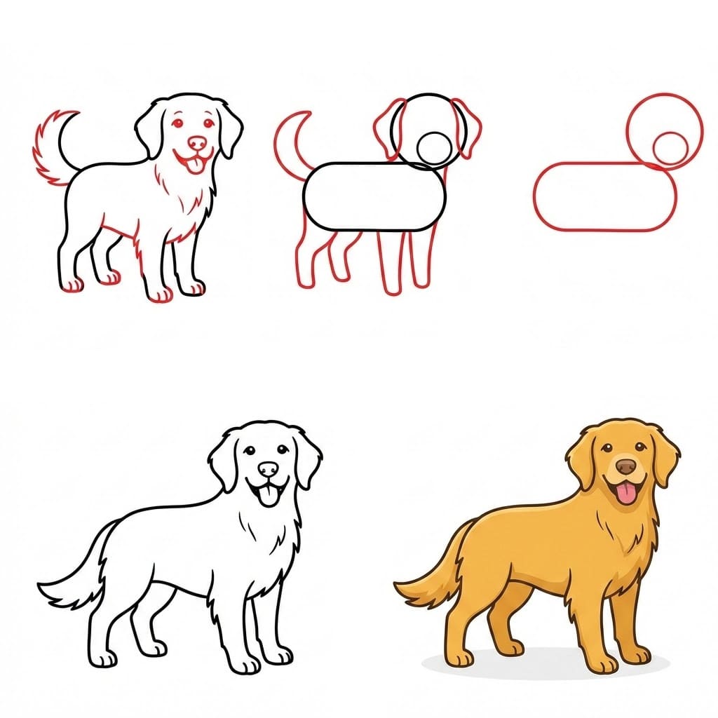 A Golden Retriever Dog Drawing Ideas