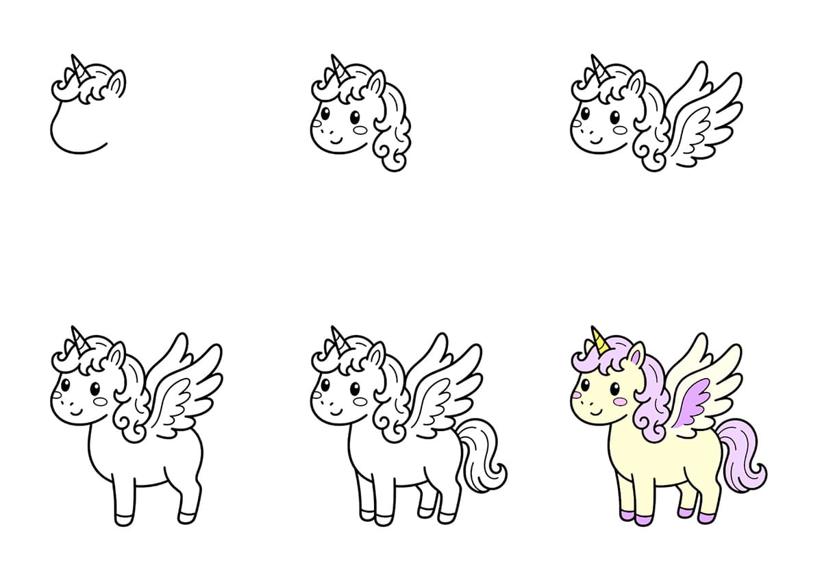 Adorable Unicorn Pegasus Drawing Ideas