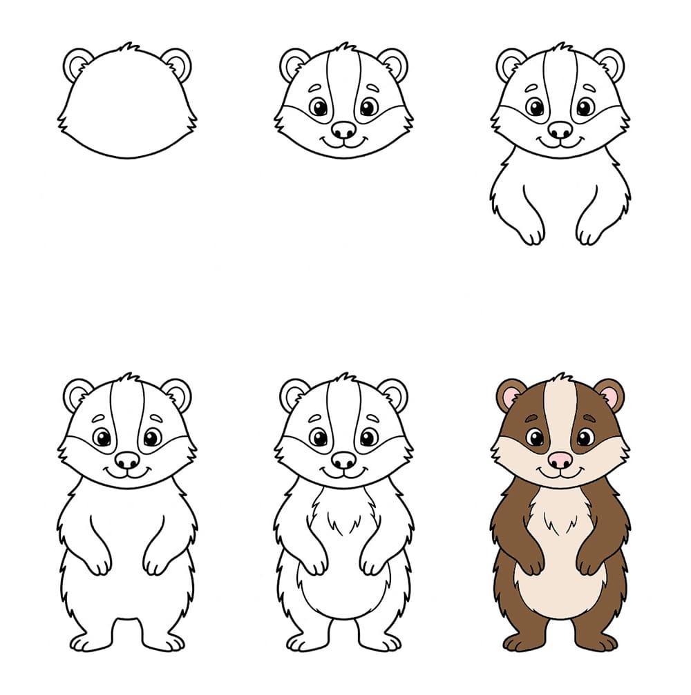Adorable badger for kids Drawing Ideas