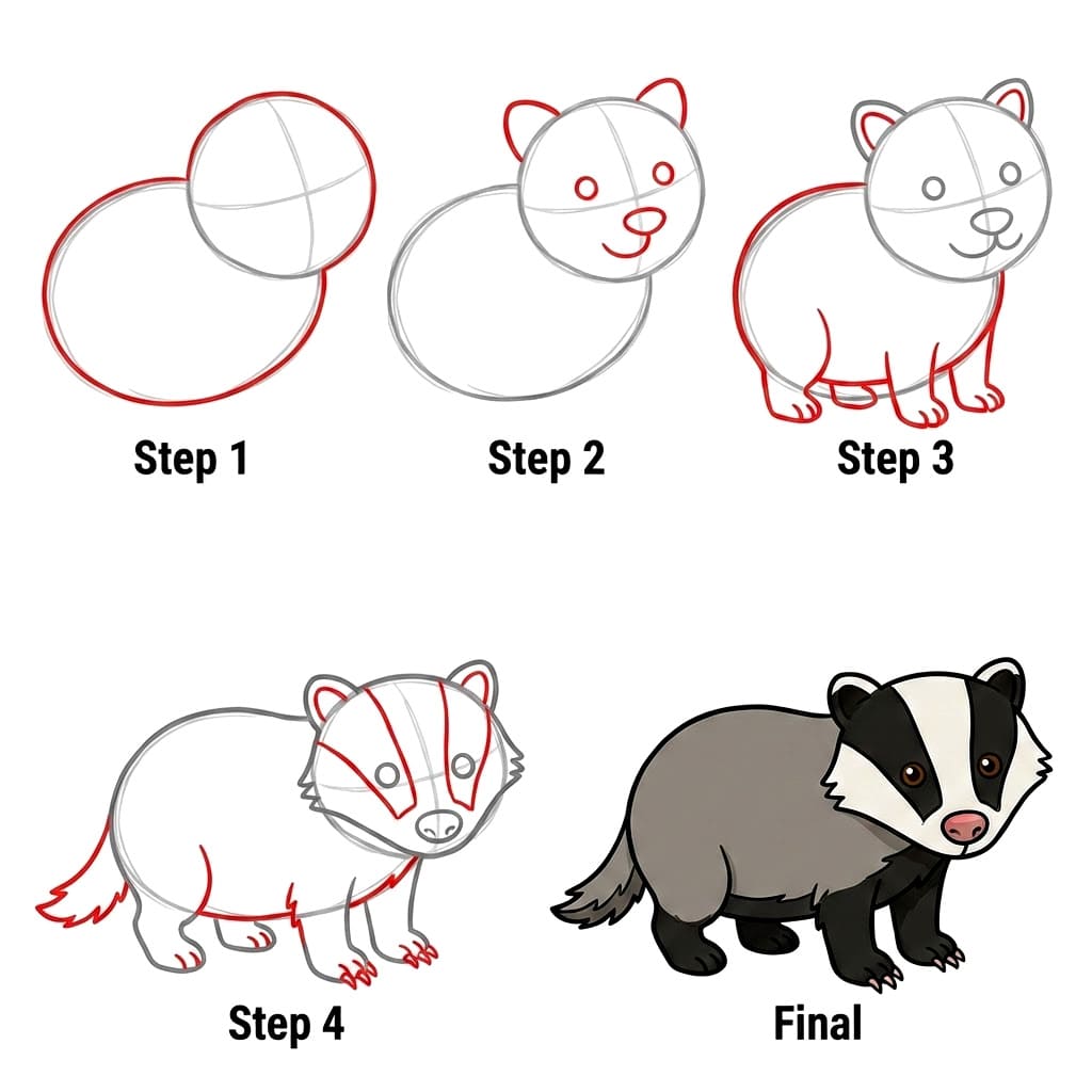 Adorable badger Drawing Ideas