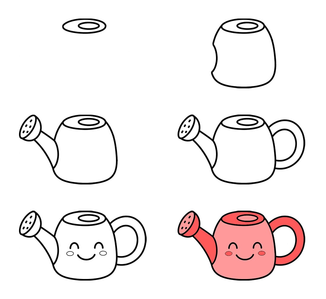 Adorable watering can Drawing Ideas