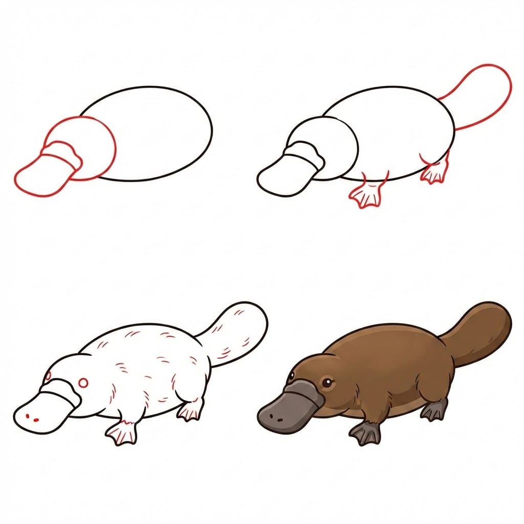 Adult platypus Drawing Ideas