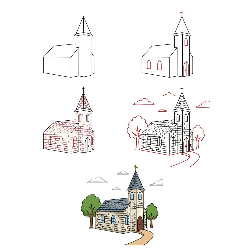 Artistic Church Drawing Ideas
