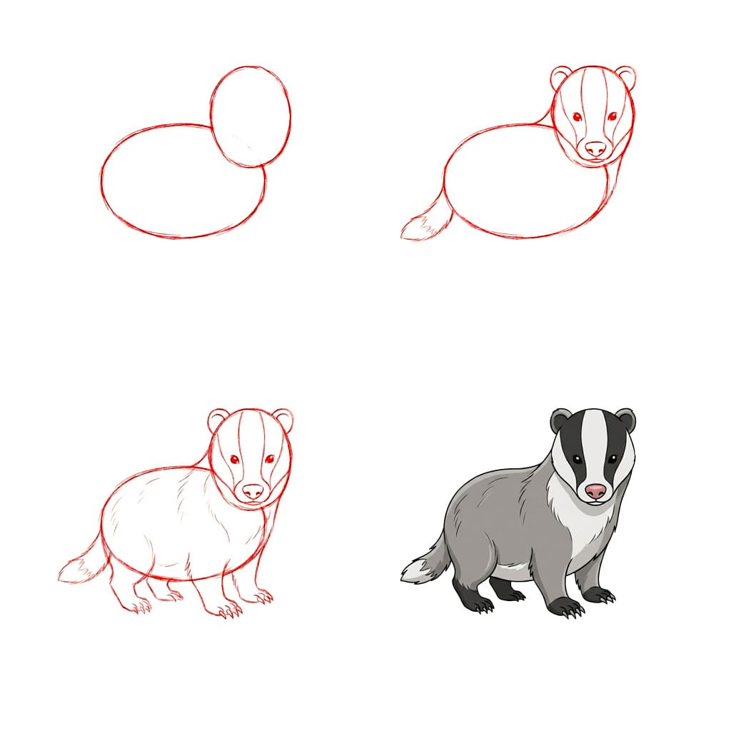 Baby badger Drawing Ideas