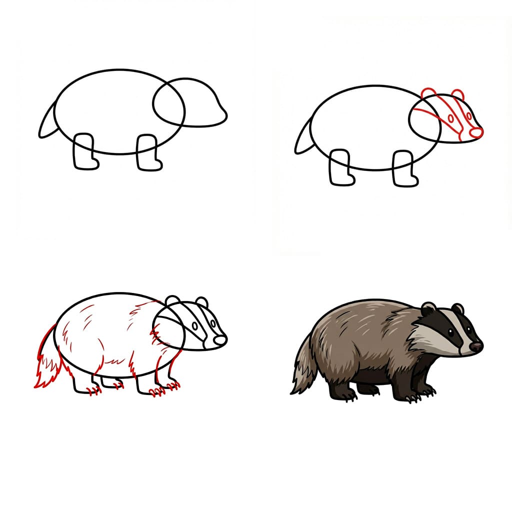 Badger animal Drawing Ideas
