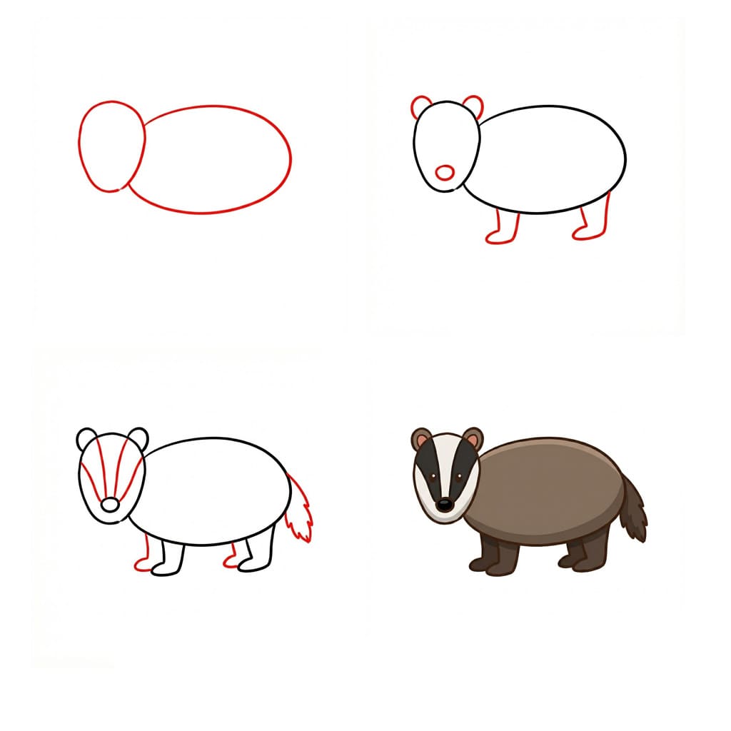 Badger for children Drawing Ideas