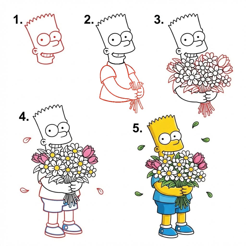 Bart Simpson and flowers Drawing Ideas
