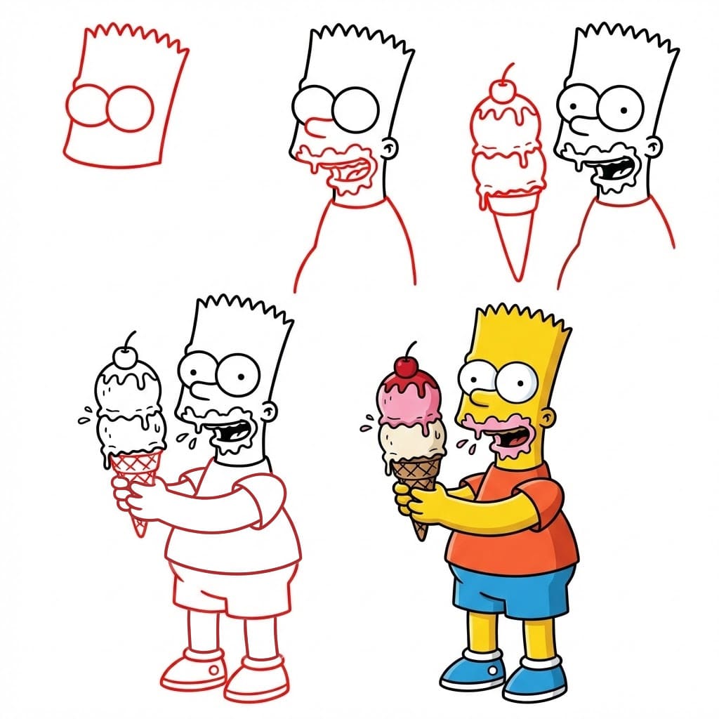 Bart Simpson and icecream Drawing Ideas