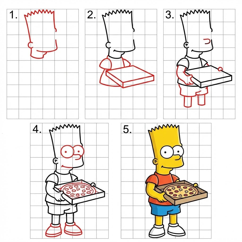 Bart Simpson and pizza Drawing Ideas