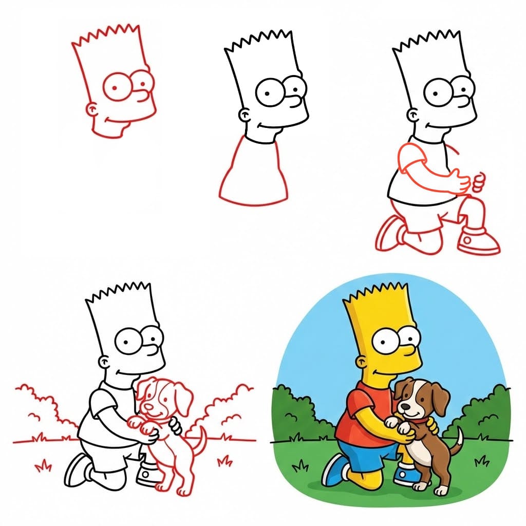 Bart Simpson and the dog Drawing Ideas