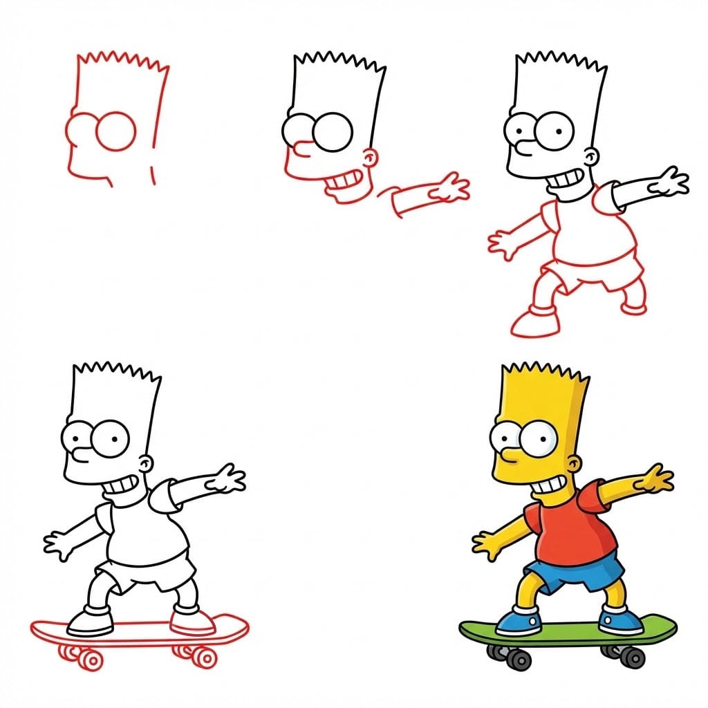 Bart Simpson skateboading Drawing Ideas