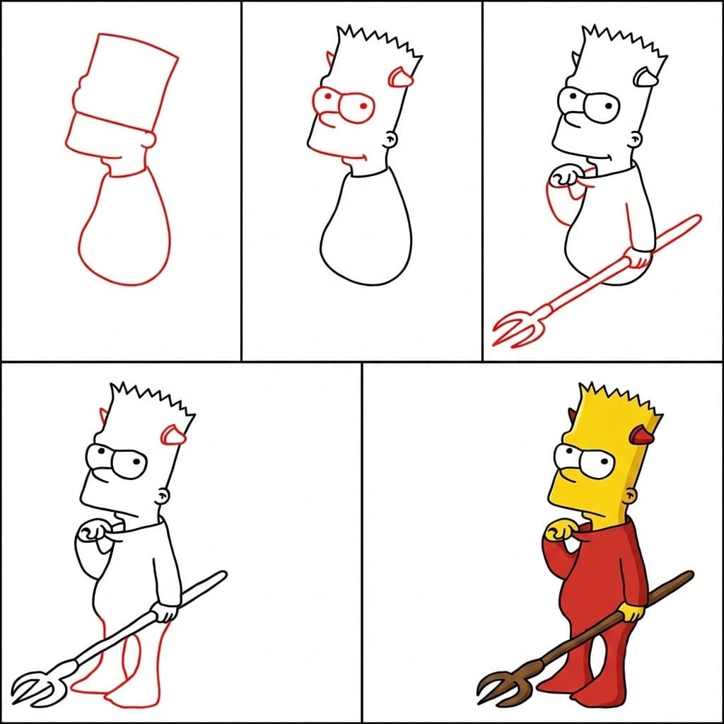 Bart Simpson with costume Drawing Ideas