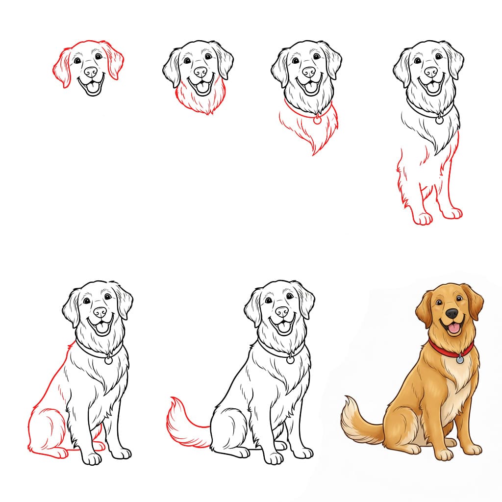 Beautiful Golden Retriever Drawing Ideas