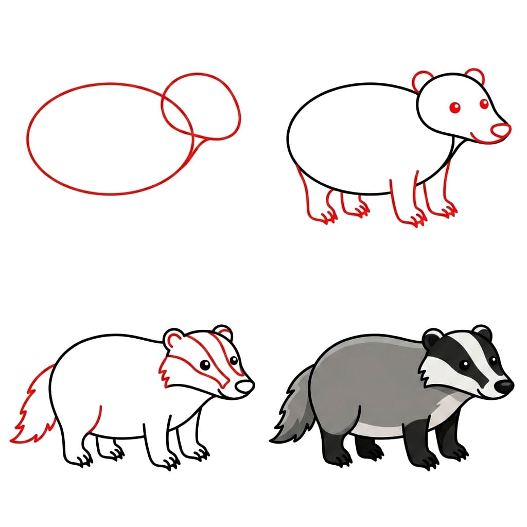 Beautiful badger Drawing Ideas