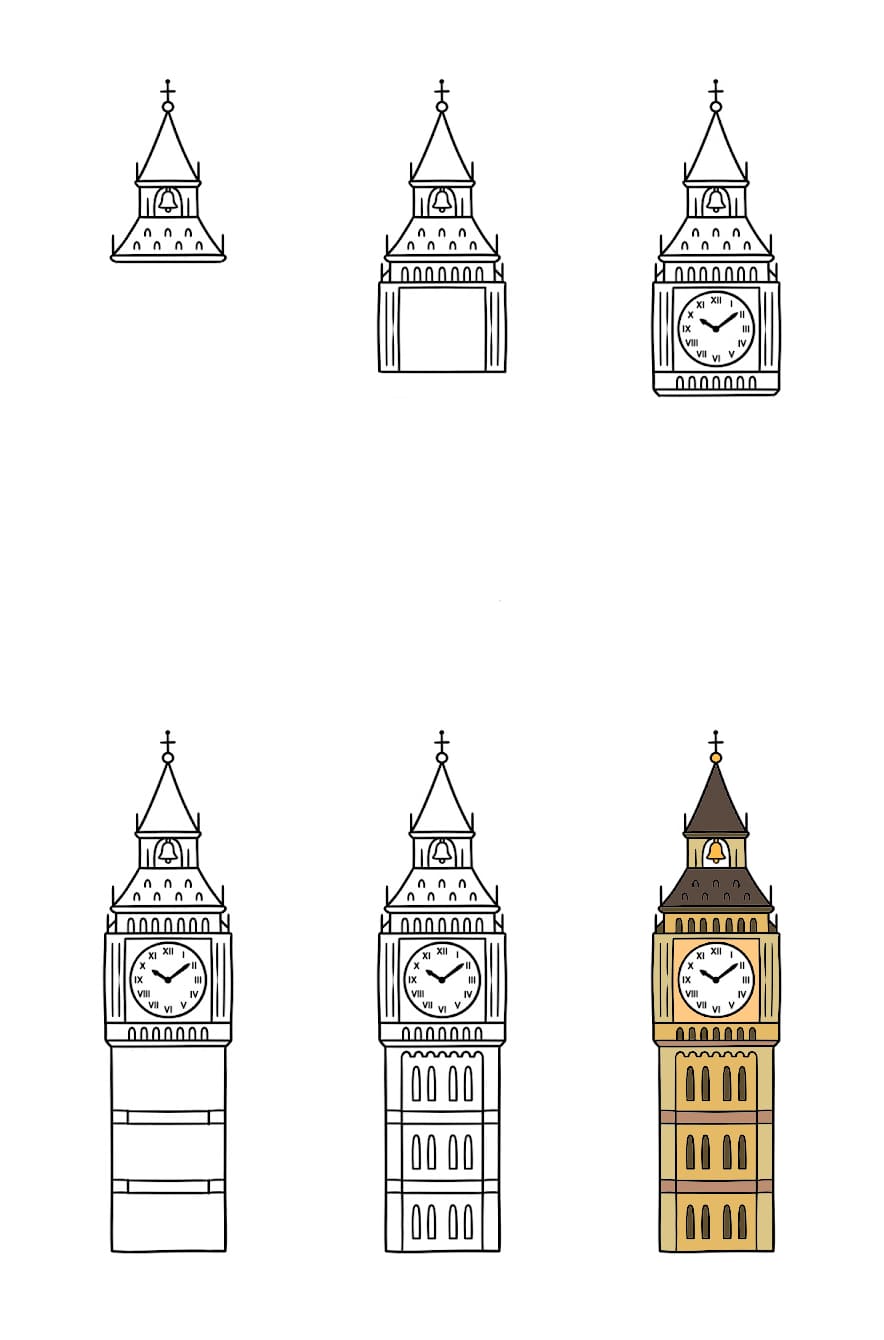 Big Ben Tower for Kids Drawing Ideas