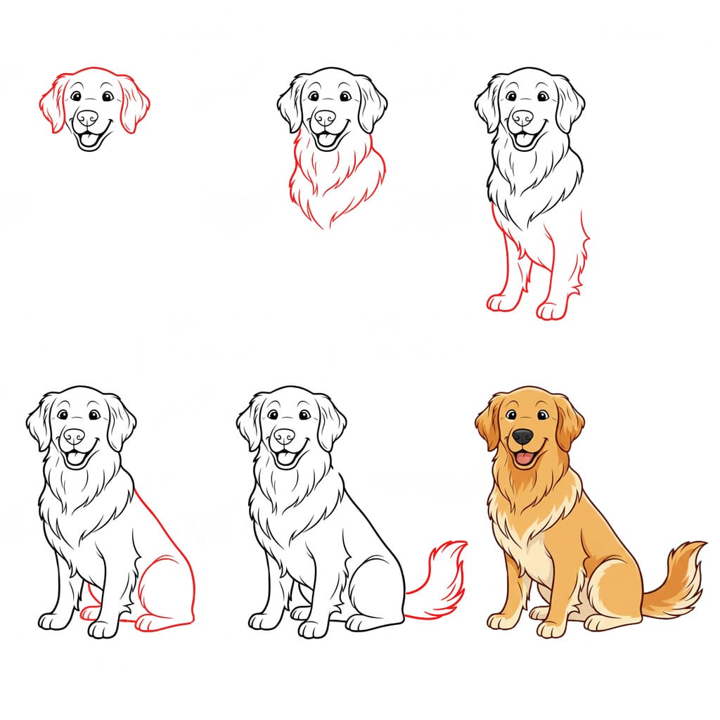 Big Golden Retriever Drawing Ideas