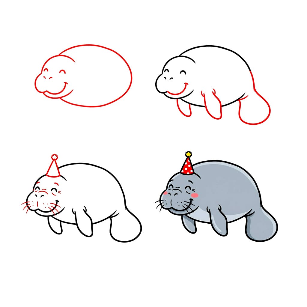 Birthday manatee Drawing Ideas