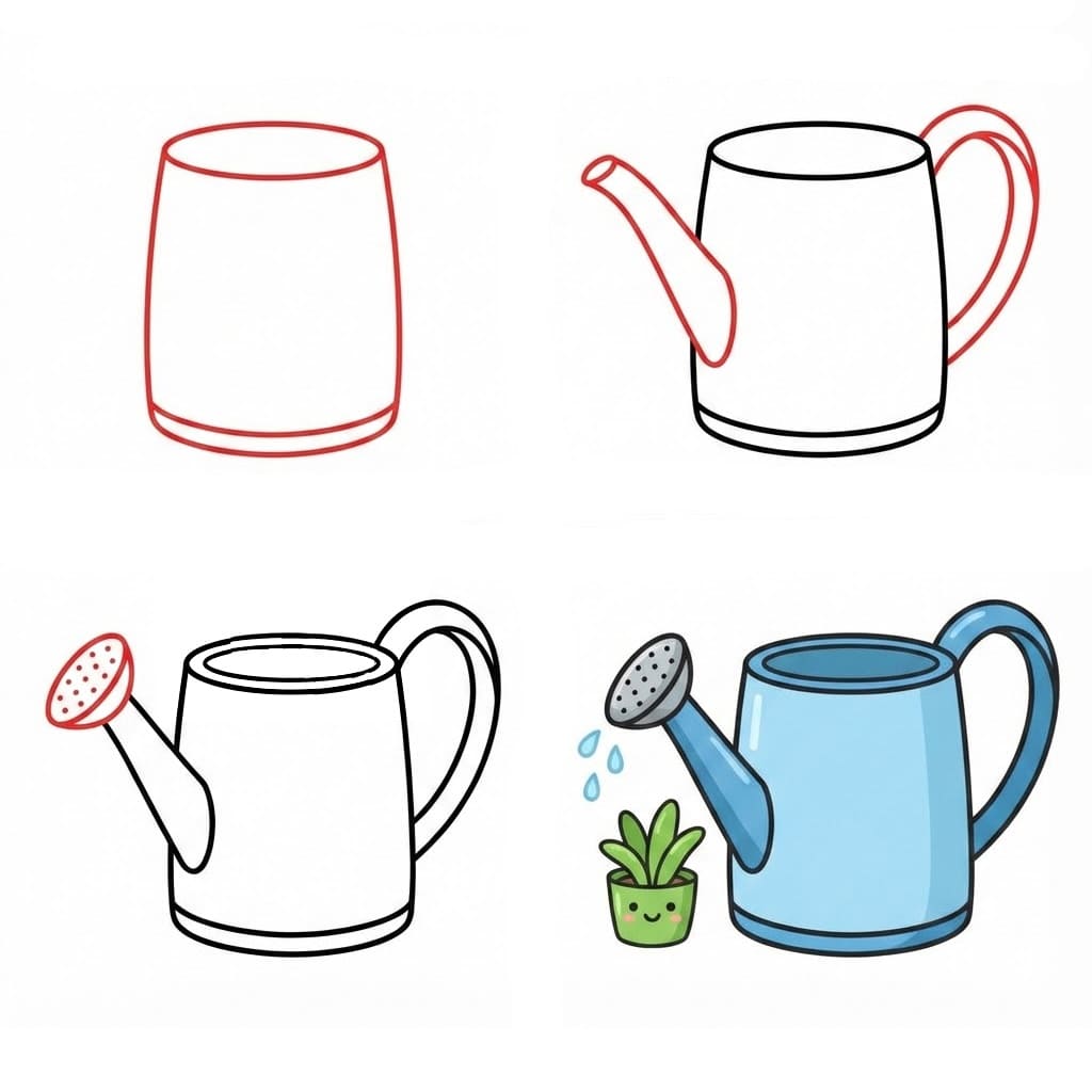 Blue watering can Drawing Ideas