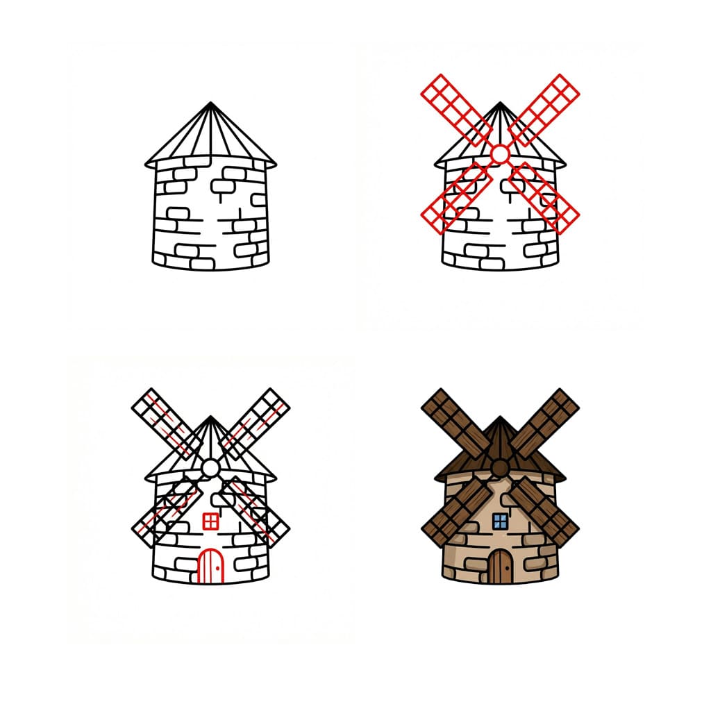 Brick Windmill Drawing Ideas