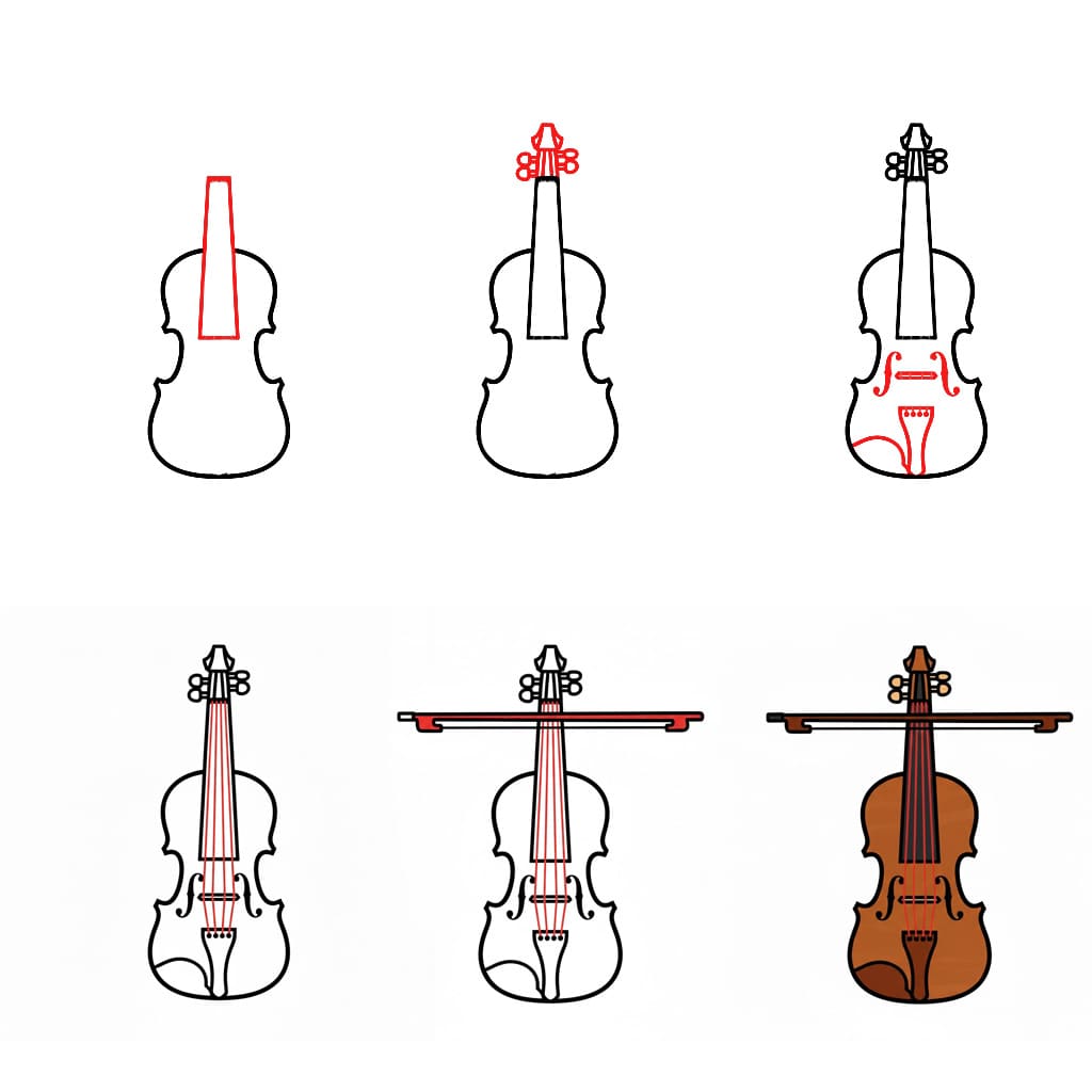 Brown Violin Drawing Ideas