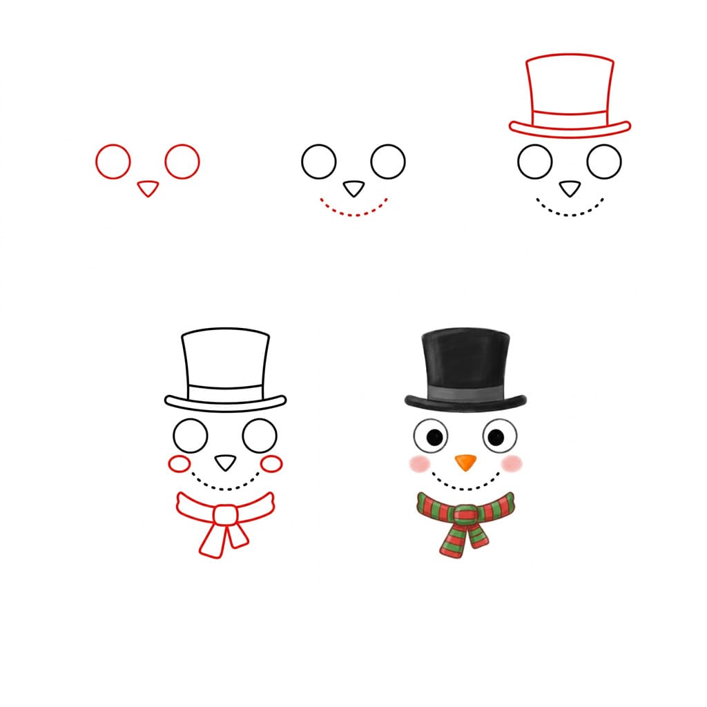 Cartoon Snowman Face Drawing Ideas