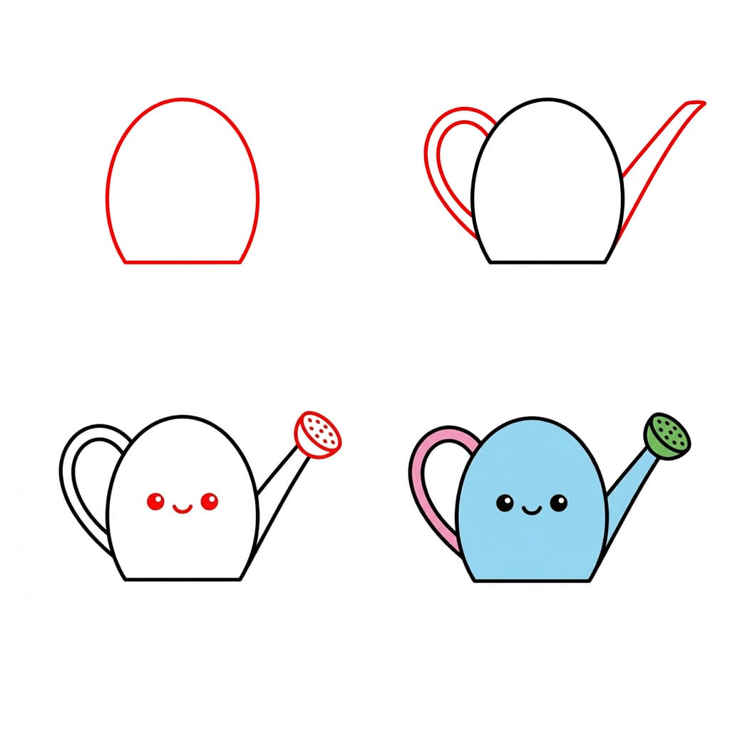 Cartoon watering can Drawing Ideas