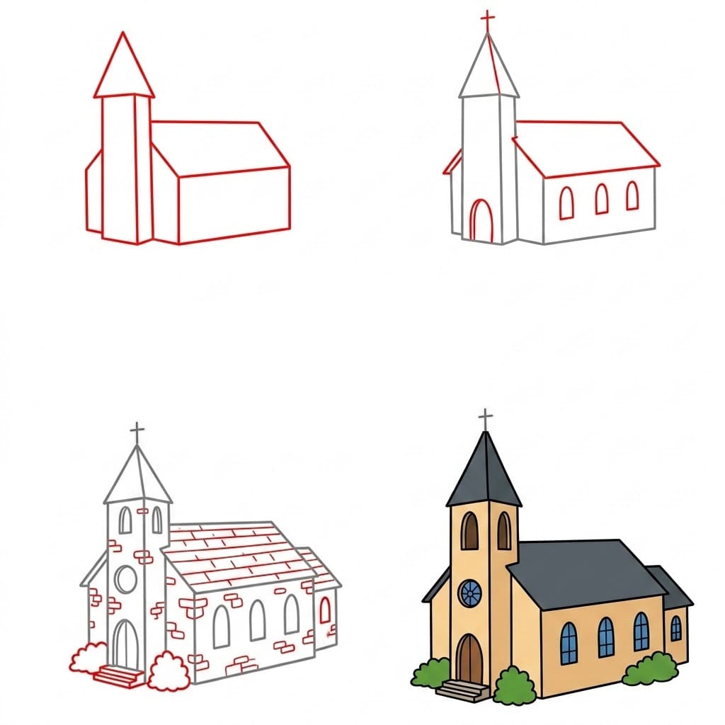 Catholic Christian Church Drawing Ideas