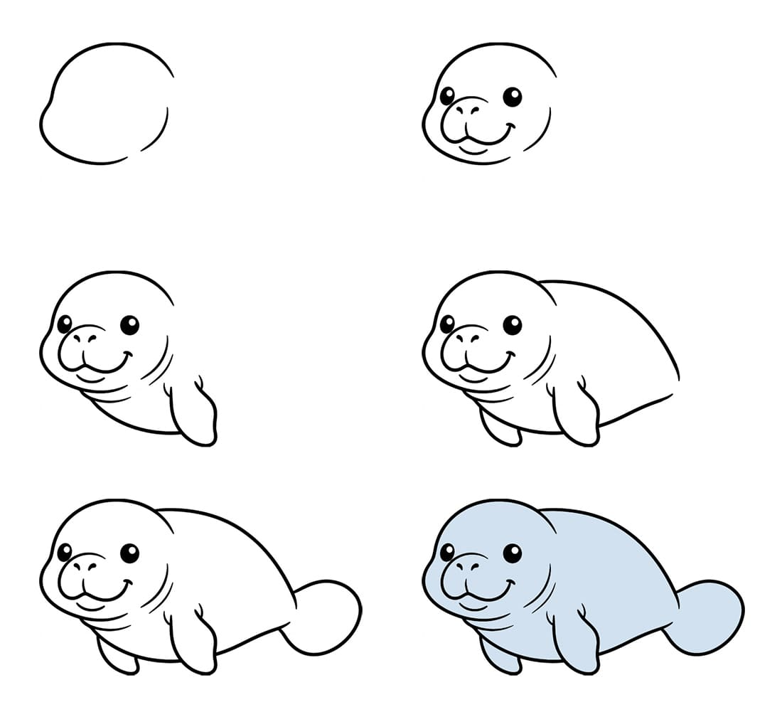 Chibi manatee Drawing Ideas