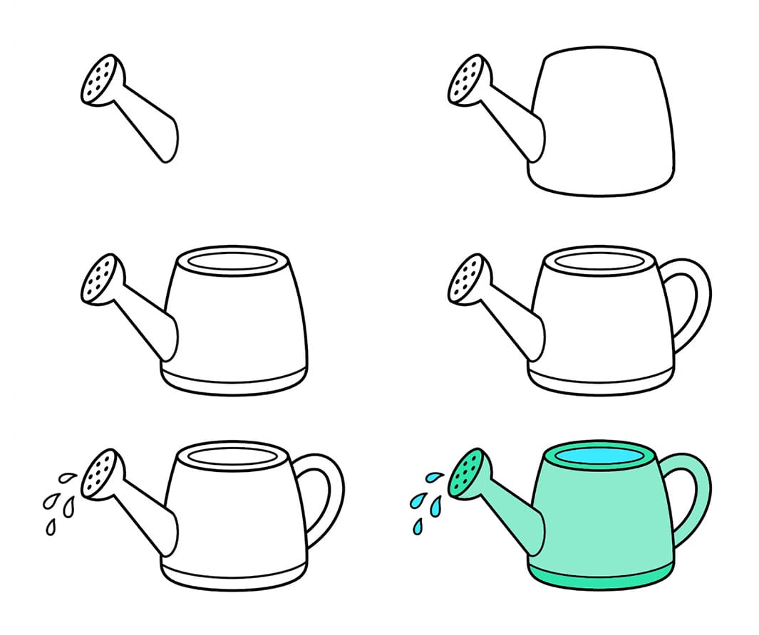 Children watering can Drawing Ideas