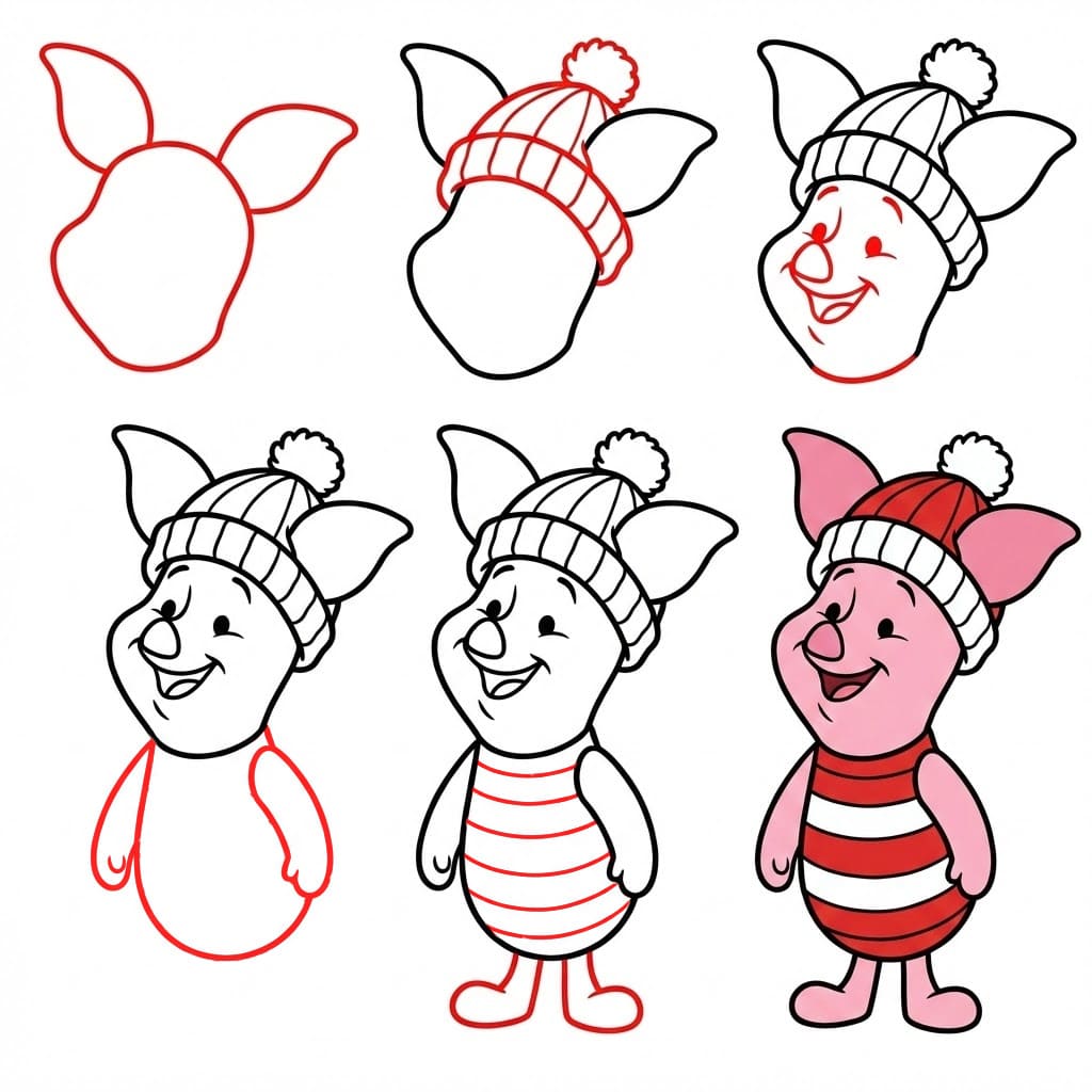 Christmas Piglet Drawing Ideas
