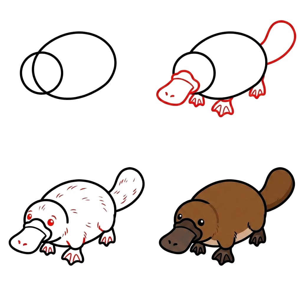 Chubby platypus Drawing Ideas