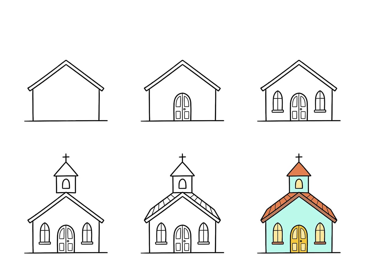 Church for kids Drawing Ideas