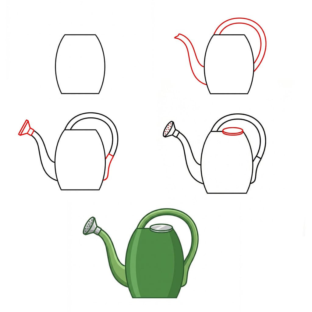 Classic watering can Drawing Ideas