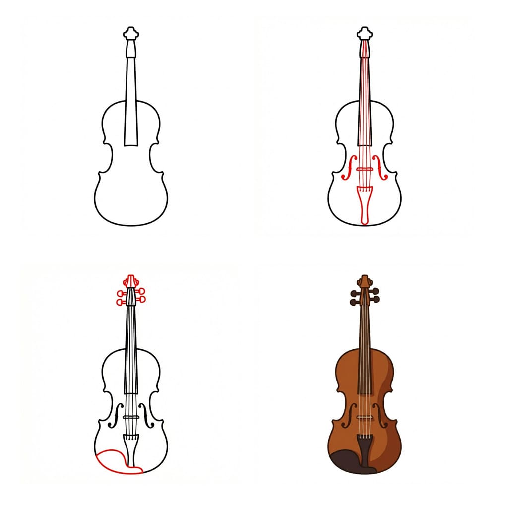 Clean Violin Drawing Ideas