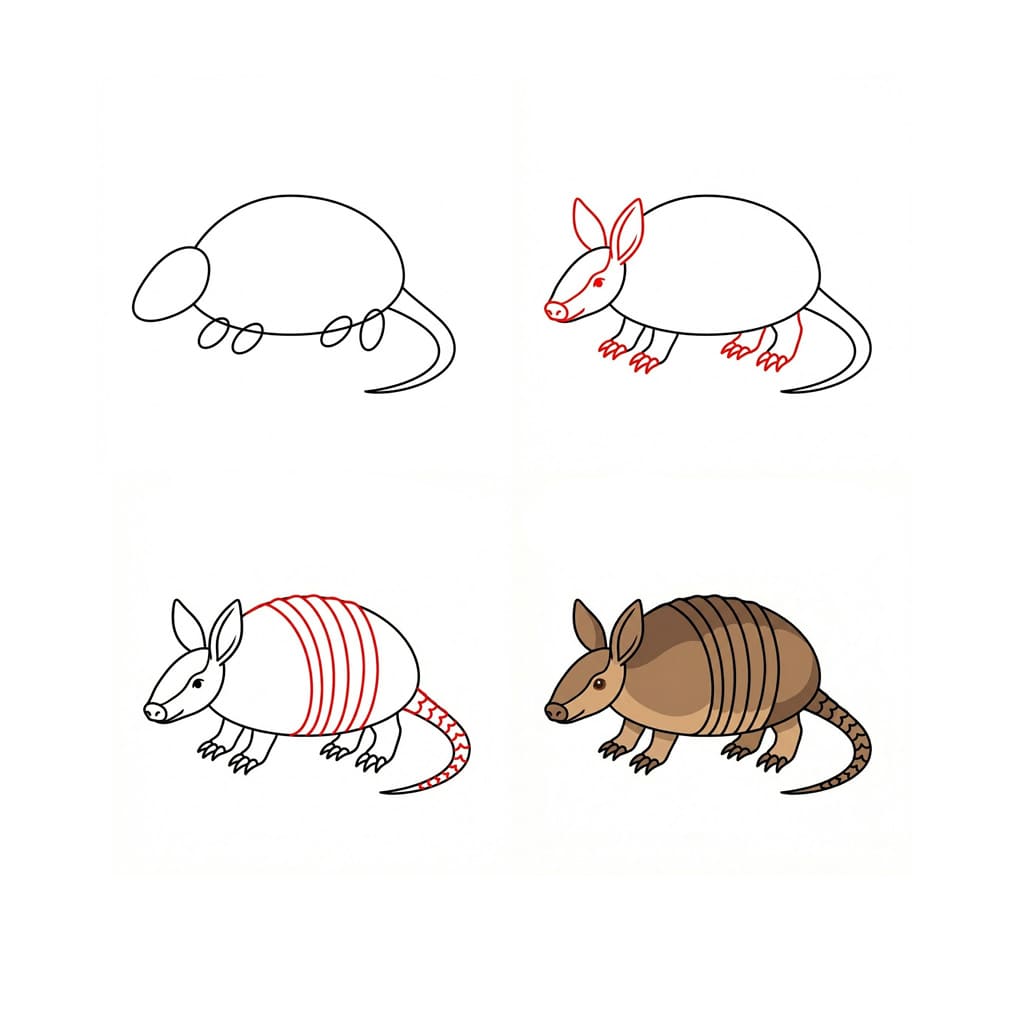 Common armadillo Drawing Ideas