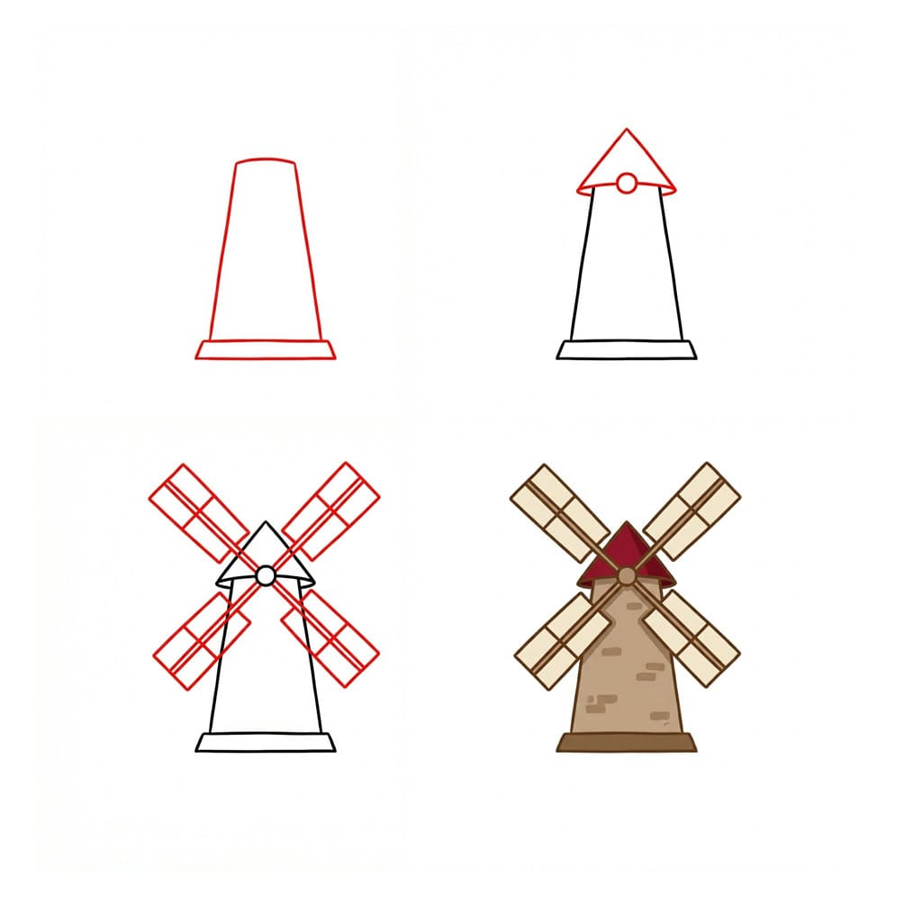 Country Windmill Drawing Ideas
