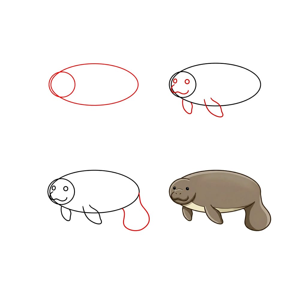 Curious manatee Drawing Ideas